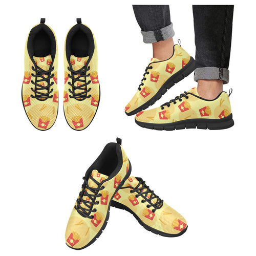 French Fries Pattern Background Men's Sneakers Black