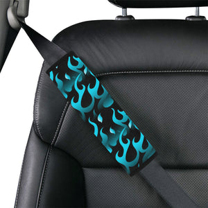 Blue Flame Fire Pattern Background Car Seat Belt Cover