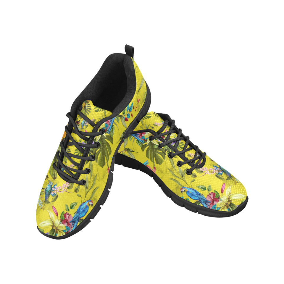 Colorful Parrot Pattern Men's Sneakers Black