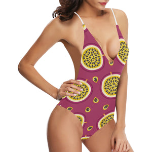 Sliced Passion Fruit Pattern Women's One-Piece Swimsuit