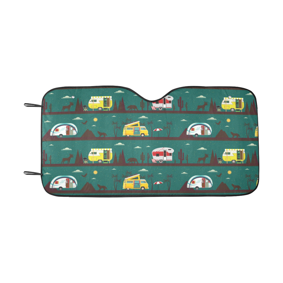 Camper Van Pattern Print Design 03 Car Sun Shade