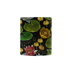 Lotus Waterlily Flower Pattern Background Classical White Mug (FulFilled In US)