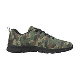 Green Camo Camouflage Honeycomb Pattern Men's Sneakers Black