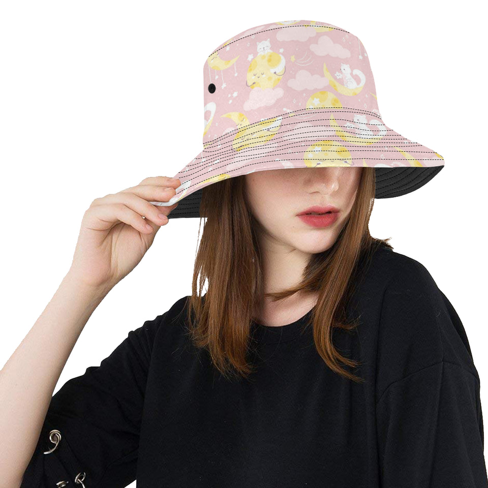 Moon Sleeping Cat Pattern Unisex Bucket Hat