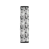 Black and White Llama Pattern Car Seat Belt Cover