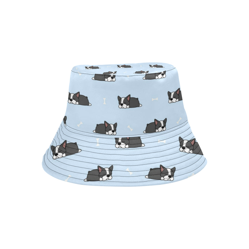 Sleep Boston Terrier Bone Pattern Unisex Bucket Hat