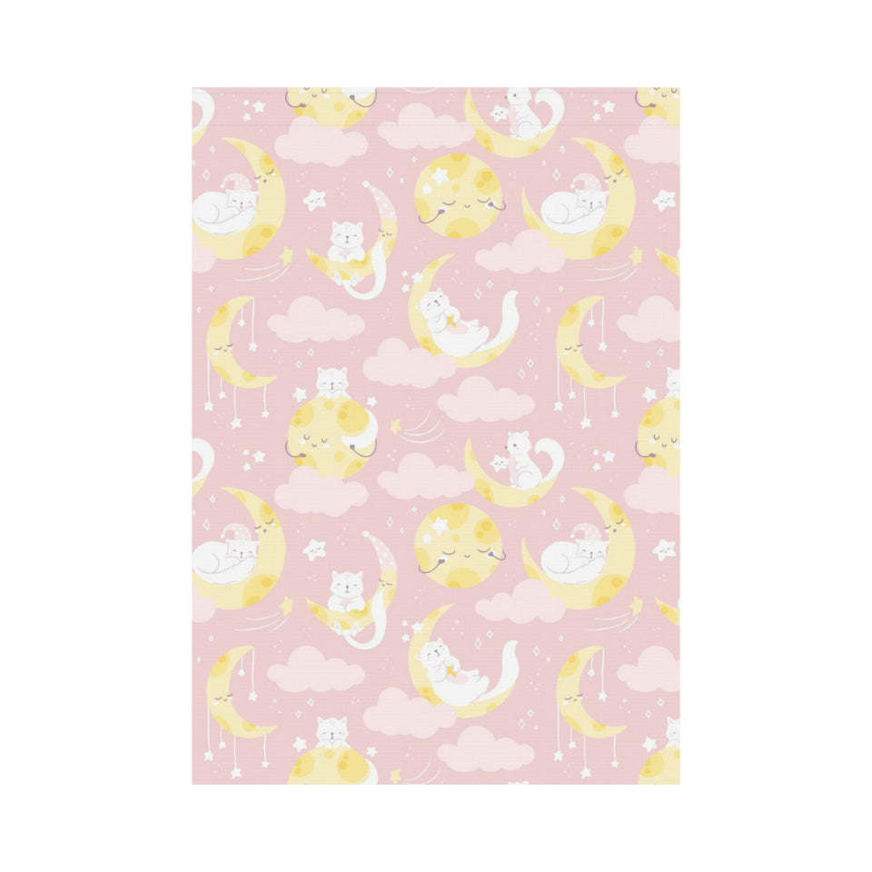 Moon Sleeping Cat Pattern House Flag Garden Flag