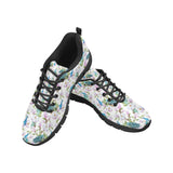 Peacock Pink Flower Pattern Men's Sneakers Black