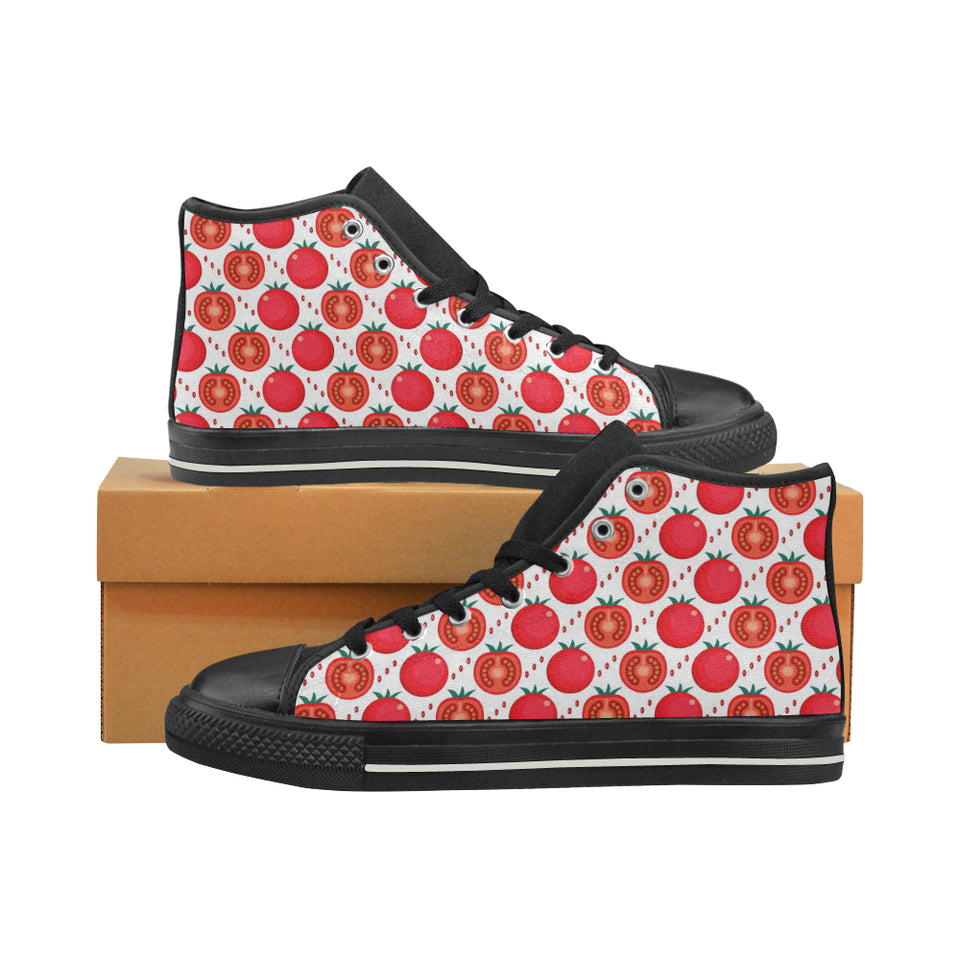 Tomato Pattern Men's High Top Canvas Shoes Black