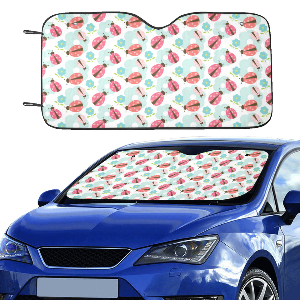 Ladybug Pattern Print Design 03 Car Sun Shade