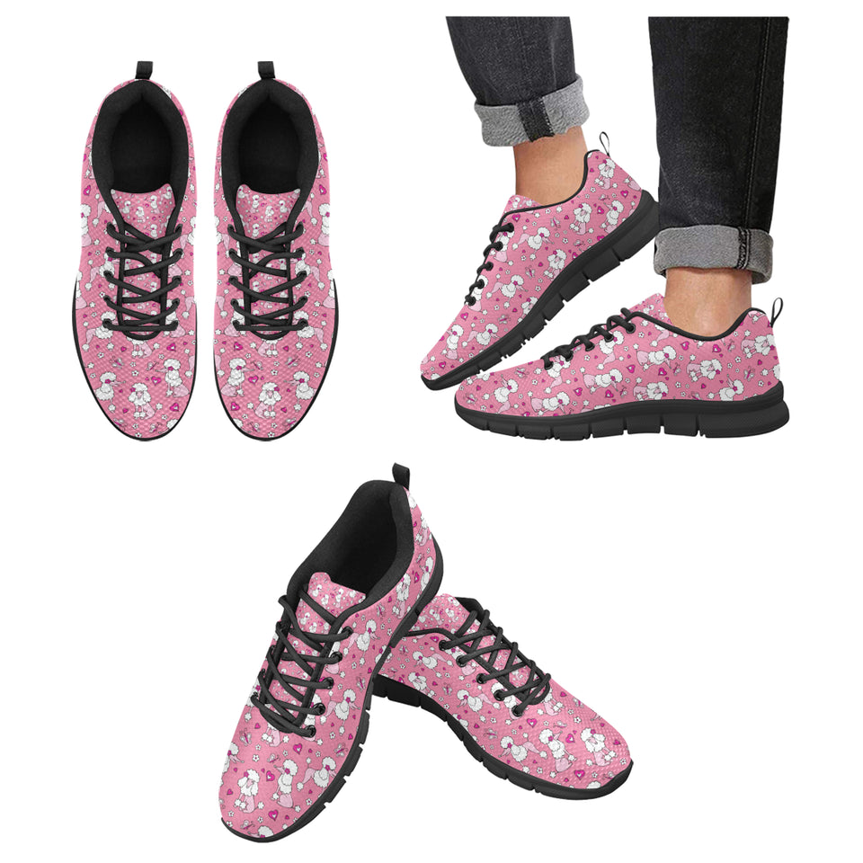 Poodle Pink Heart Pattern Men's Sneakers Black