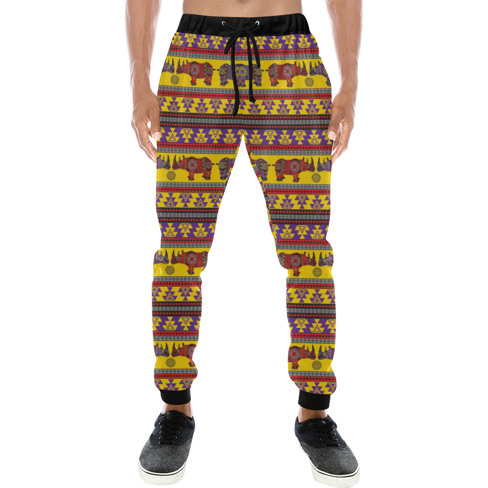 Rhino African Afro Dashiki Adinkra Kente Ethnic Mo Unisex Casual Sweatpants