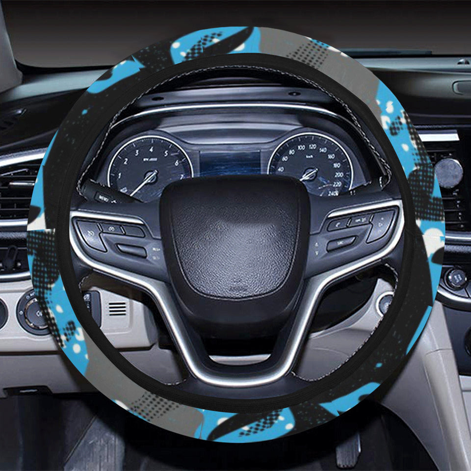 Shark Pattern Background Car Steering Wheel Cover