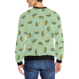 Durian Pattern Green Background Men's Crew Neck Sweatshirt