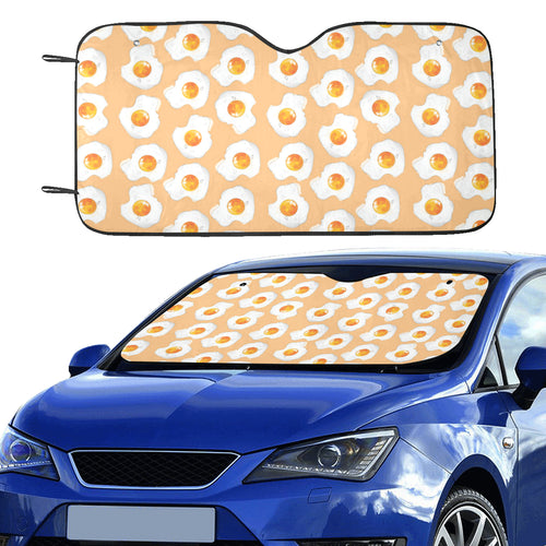 Fried Eggs Pattern Print Design 01 Car Sun Shade