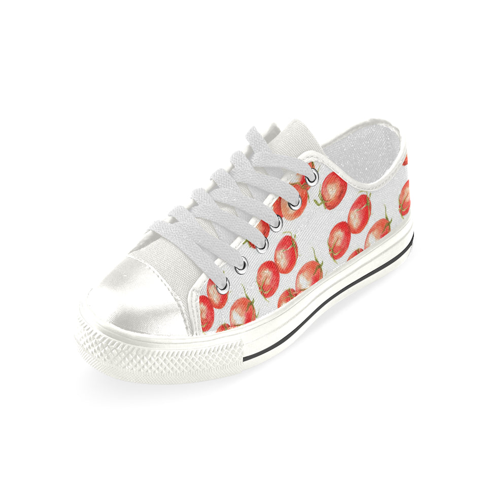 Tomato Water Color Pattern Women's Low Top Canvas Shoes White