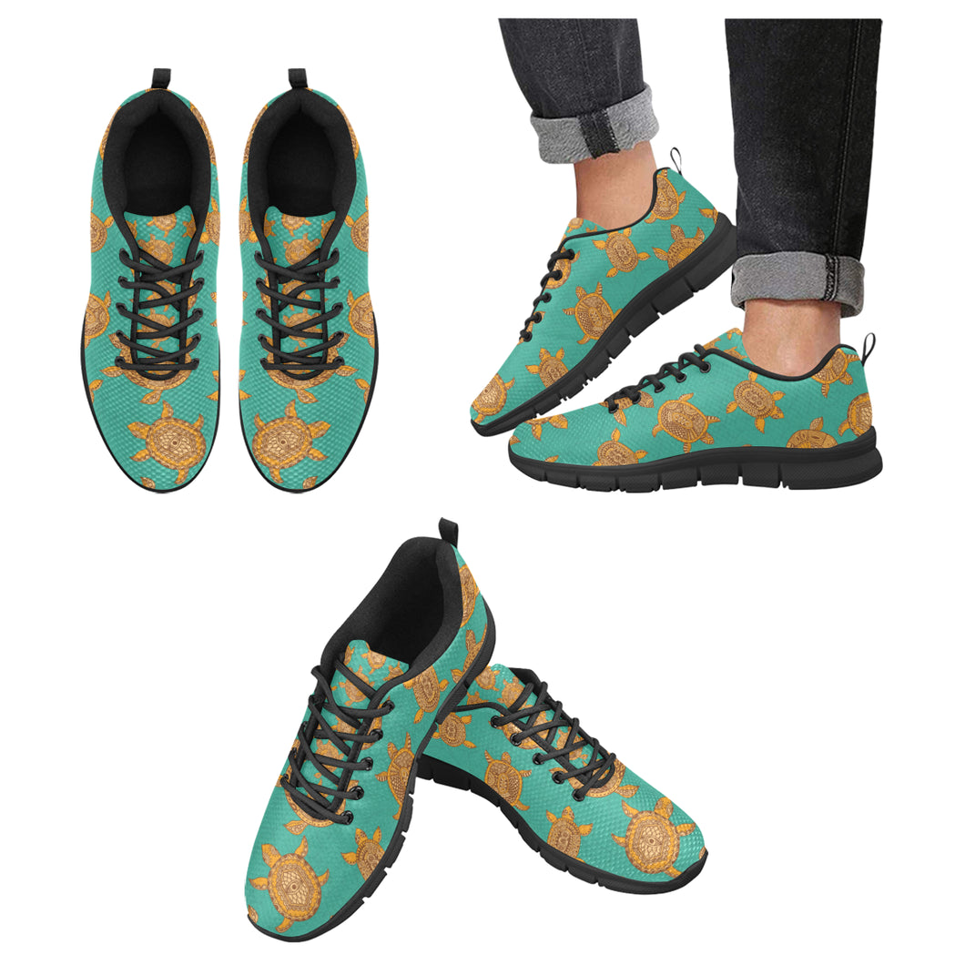 Sea Turtle Tribal Aboriginal Pattern Men's Sneakers Black