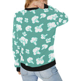 Broccoli Pattern Green background Women's Crew Neck Sweatshirt