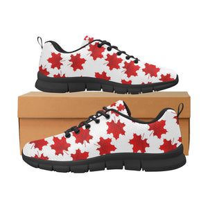 Red Maple Leaves Pattern Men's Sneakers Black