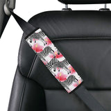 Zebra Red Hibiscus Pattern Car Seat Belt Cover