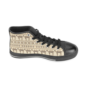 Traditional Camel Pattern Ethnic Motifs Men's High Top Canvas Shoes Black