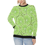 Sliced Lime Pattern Women's Crew Neck Sweatshirt