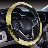 Gold Could Crane Japanese Pattern Car Steering Wheel Cover