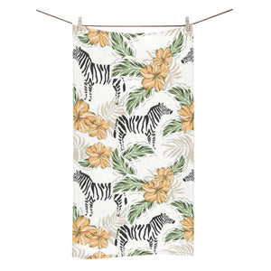 Zebra Hibiscus Pattern Bath Towel