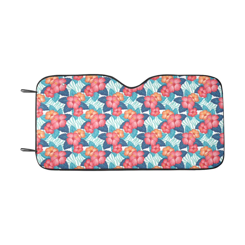 Hibiscus Pattern Print Design 05 Car Sun Shade