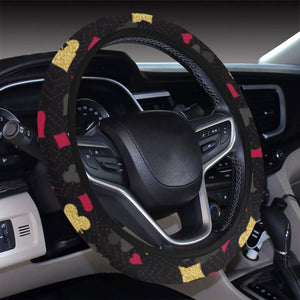 Casino Cards Suits Pattern Print Design 01 Car Steering Wheel Cover