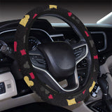 Casino Cards Suits Pattern Print Design 01 Car Steering Wheel Cover