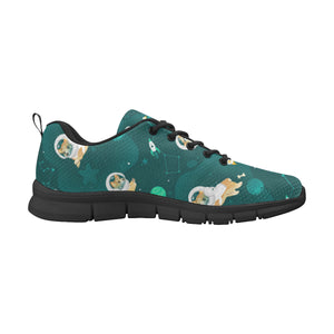 Corgi Astronaut Pattern Men's Sneakers Black