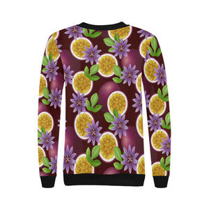 Passion Fruit Sliced Pattern Women's Crew Neck Sweatshirt