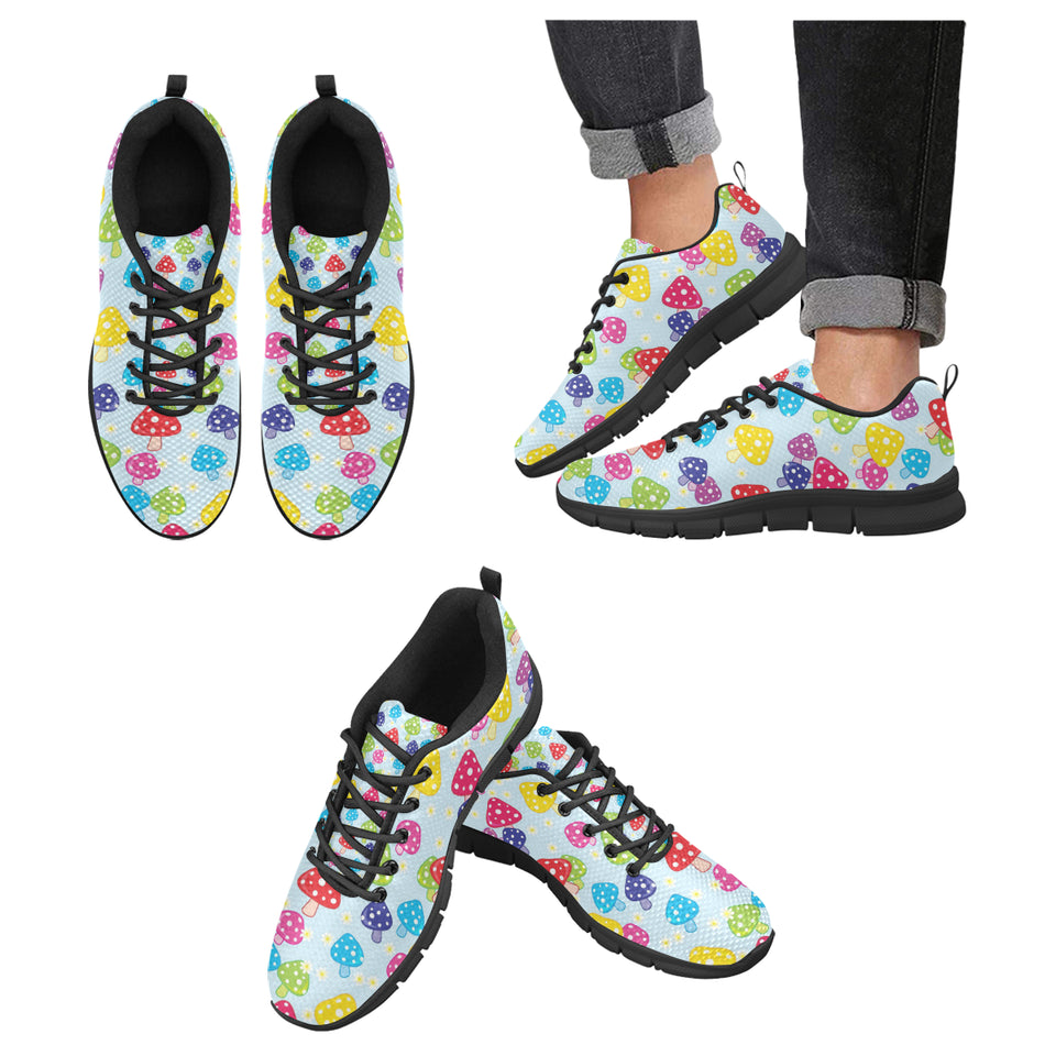 Colorful Mushroom Pattern Men's Sneakers Black