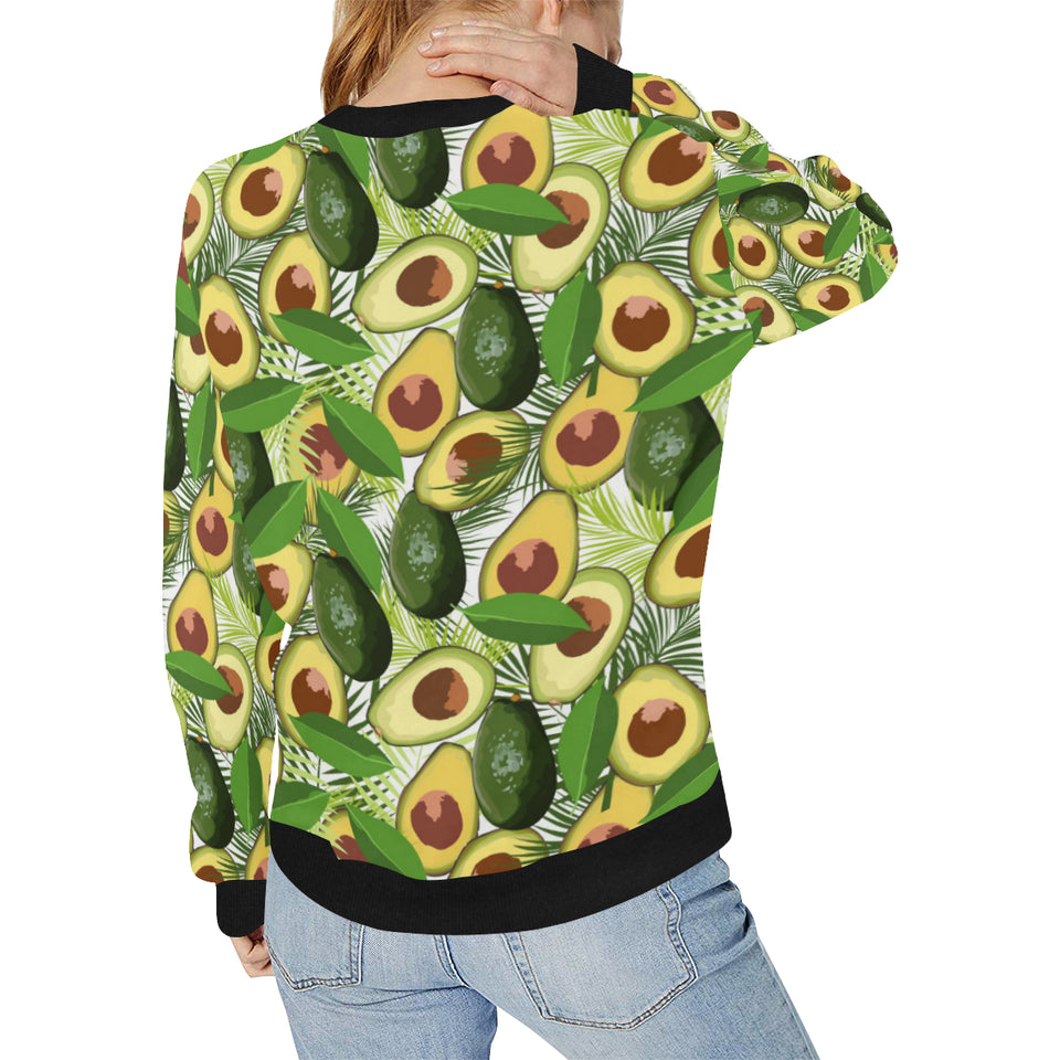 Avocado Leaves Pattern Women's Crew Neck Sweatshirt