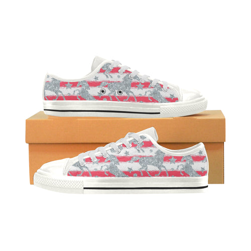 Unicorn Silver Pattern Women's Low Top Canvas Shoes White