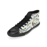 Blueberry Bird Pattern Men's High Top Canvas Shoes Black