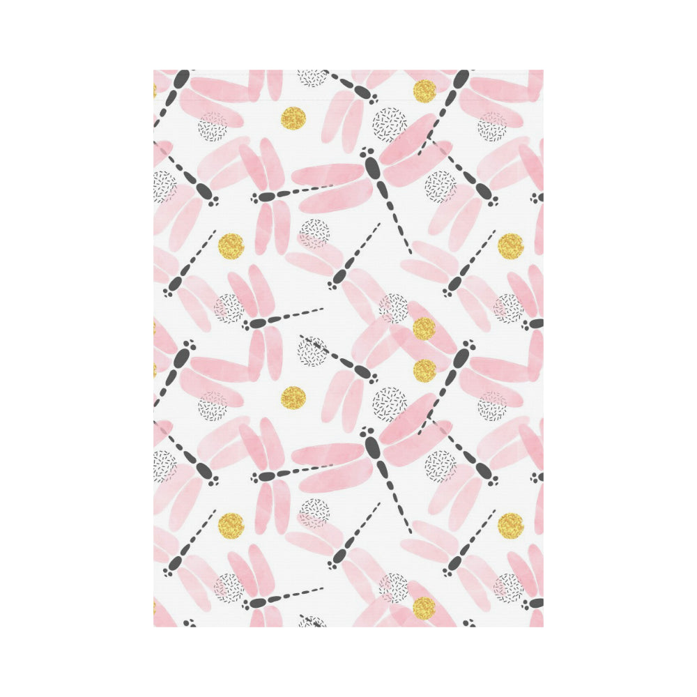 Pink Dragonfly Pattern House Flag Garden Flag