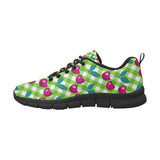 Cherry Pattern Green Background Men's Sneakers Black