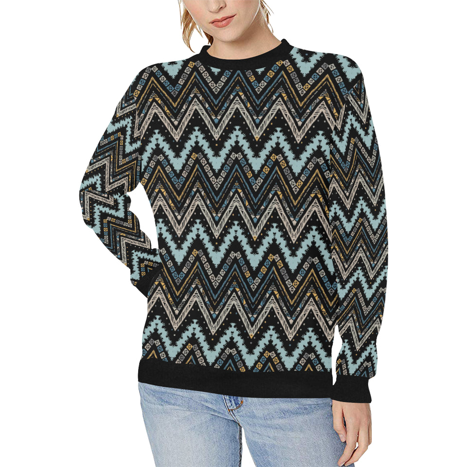 Zigzag Chevron African Afro Dashiki Adinkra Kente Women's Crew Neck Sweatshirt