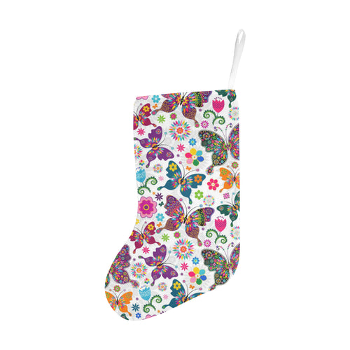 Colorful Butterfly Flower Pattern Christmas Stocking