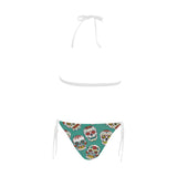 Suger Skull Pattern Green Background Sexy Bikinis Two-Pieces Swimsuits