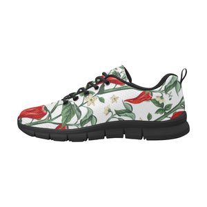 Chili Leaves Flower Pattern Men's Sneakers Black