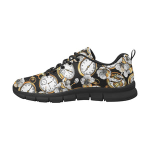 Clock Flower Pattern Men's Sneakers Black