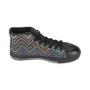 Zigzag African Afro Dashiki Adinkra Kente Women's High Top Canvas Shoes Black