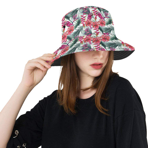 Pink Parrot Heliconia Pattern Unisex Bucket Hat