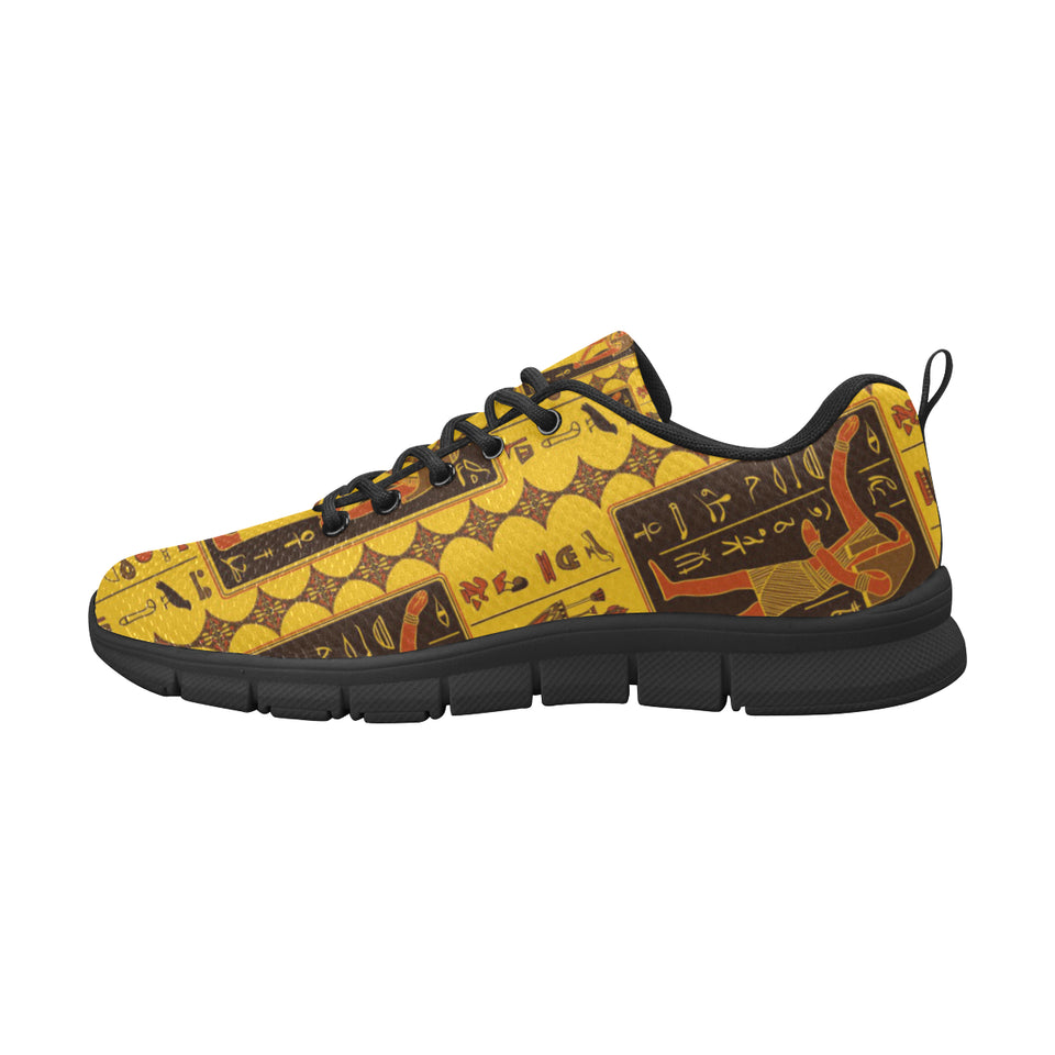 Egypt Hieroglyphics Pattern Print Design 01 Women's Sneakers Black