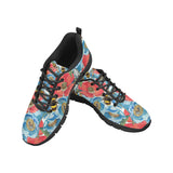 Bee Red and Blue Hibiscus Pattern Men's Sneakers Black