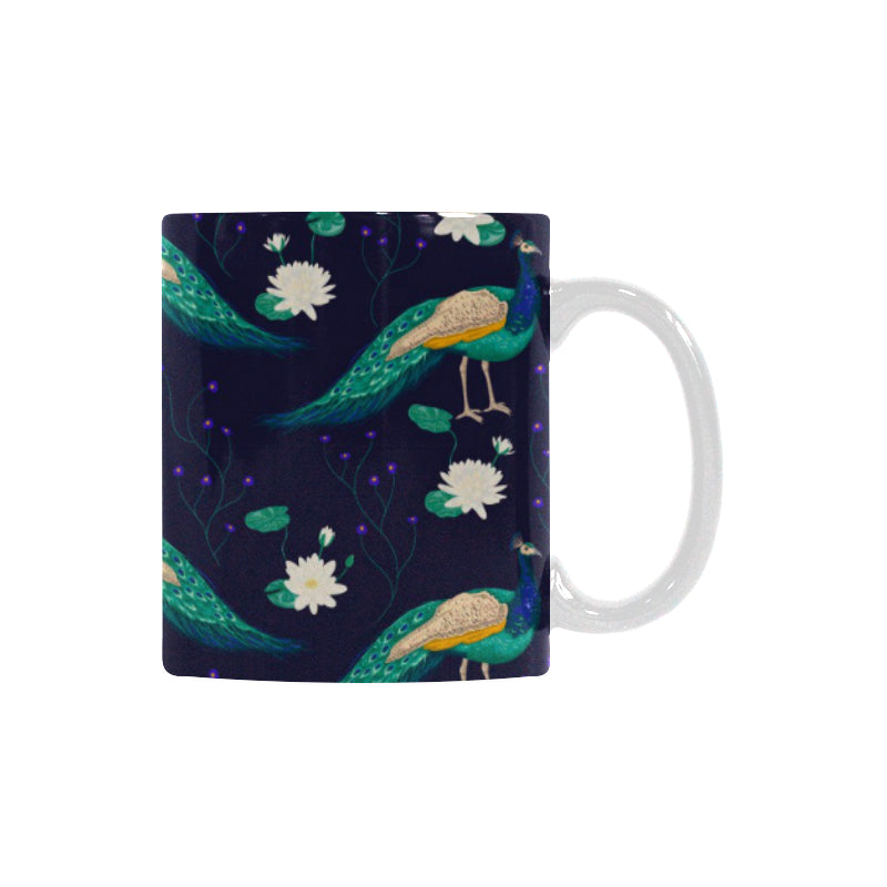 Peacock Flower Pattern Classical White Mug (FulFilled In US)