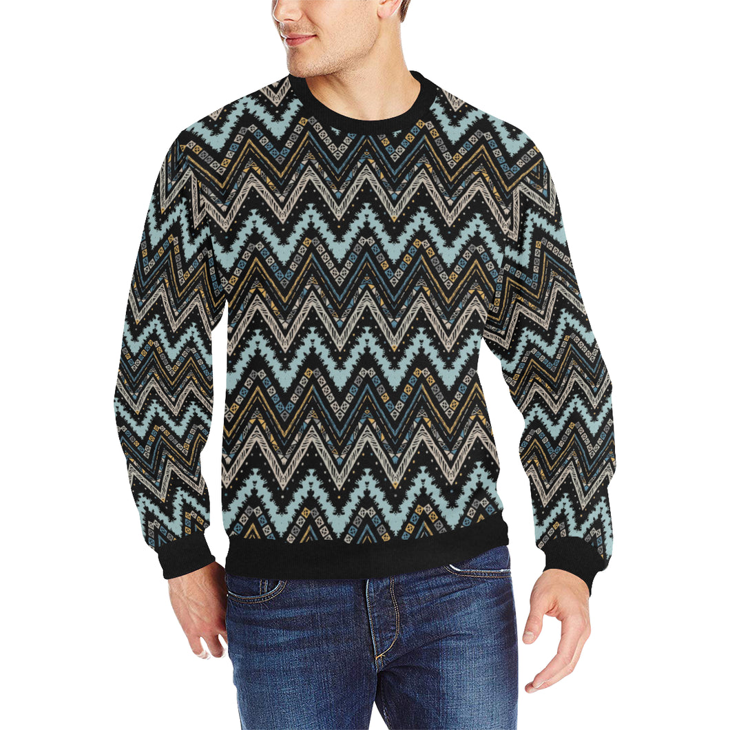 Zigzag Chevron African Afro Dashiki Adinkra Kente Men's Crew Neck Sweatshirt